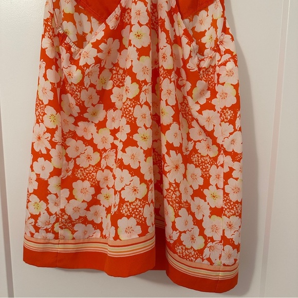 LC Lauren Conrad Orange White Floral Strappy Flowy Tank Top Size Medium Women’s - Picture 6 of 13